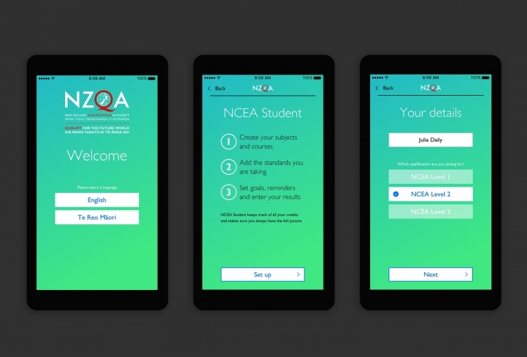 Screenshots of the onboarding steps for the app
