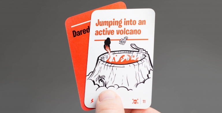 Example of an Idea Card: Jumping into an active volcano