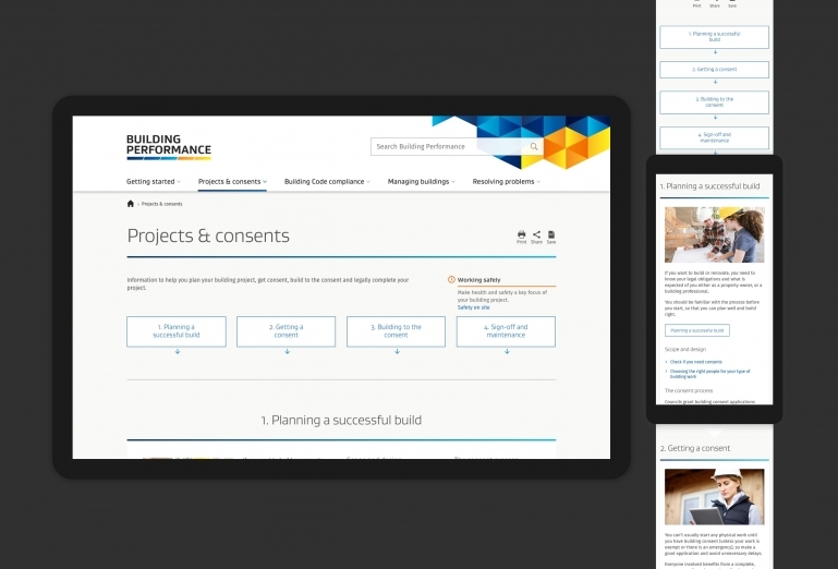 Screenshots showing the navigation system for the consents section of the website