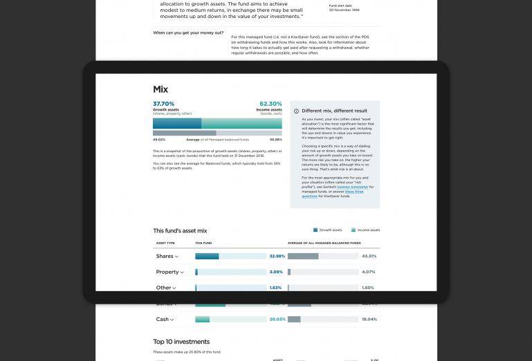 Screenshot showing summary of growth and income assets