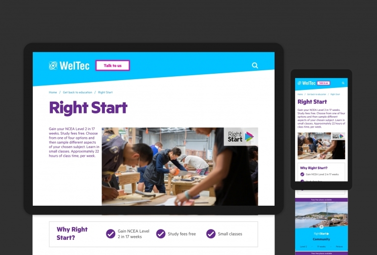 Screenshot of Right Start course page