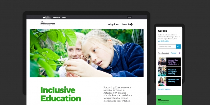 Screenshots of the inclusive education website on desktop and mobile screens