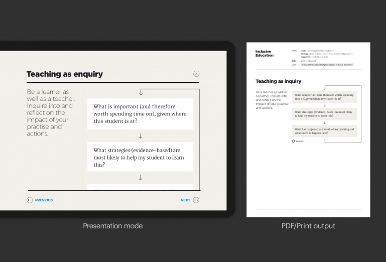 Examples of a suggestion in presentation mode and output as a PDF